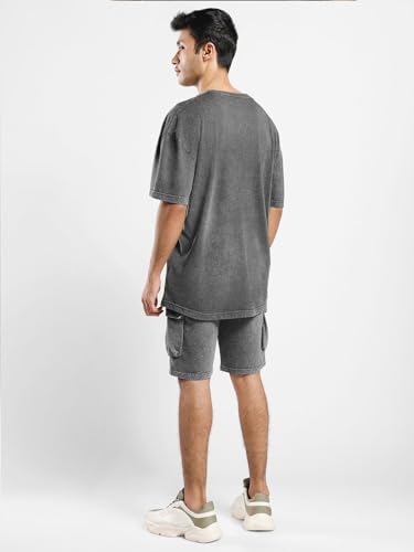 Image of Nobero Oversized Co-ord Set for Men |Cargo Shorts Co ord Set for men | Oversized Fit | Cargo Pockets | Matching Top & Shorts | Casual & Streetwear