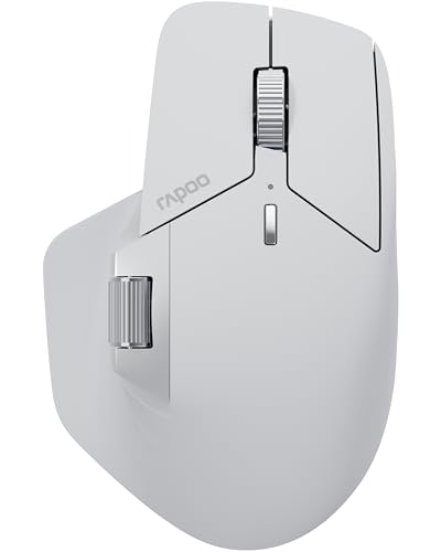 Rapoo MT760M mouse wireless wireless 4000 DPI sensore batteria ricaricabile ecologica ergonomica PC & Mac - bianco grigio