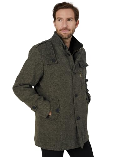 Image of Wantdo Men's Wool Blend Jacket Stand Collar Windproof Pea Coat