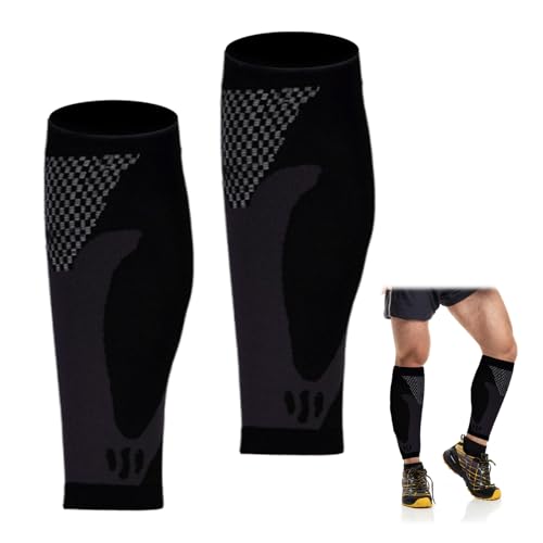 WiseJoy 2 Pcs Medias Compresivas, Medias de Compresión Hombre Mujer Calcetines Compresion para Pantorrilleras para Deportes, Running, Fútbol, Ciclismo, Varices, Circulacion Piernas