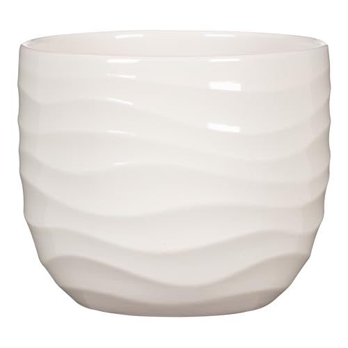 Scheurich Breeze, Blumentopf aus Keramik, Farbe: Bone White, 21,4 cm Durchmesser, 18 cm hoch, 5,025 l Vol.
