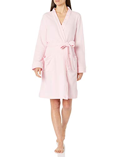Amazon Essentials Women's Lightweight Waffle Mid-Length Robe, Light Pink, Small