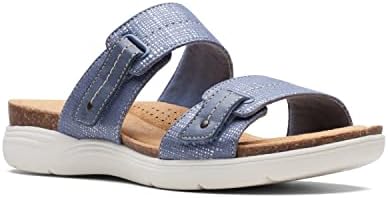 Clarks Women's April Dusk Slide Sandal, Denim Blue Interest, 9 | Image 2