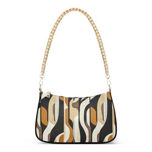 aidingzhi Bolso cruzado de viaje con diseño abstracto de rayas marrón y negro para el día de la madre, Patrón abstracto de rayas marrón y negro