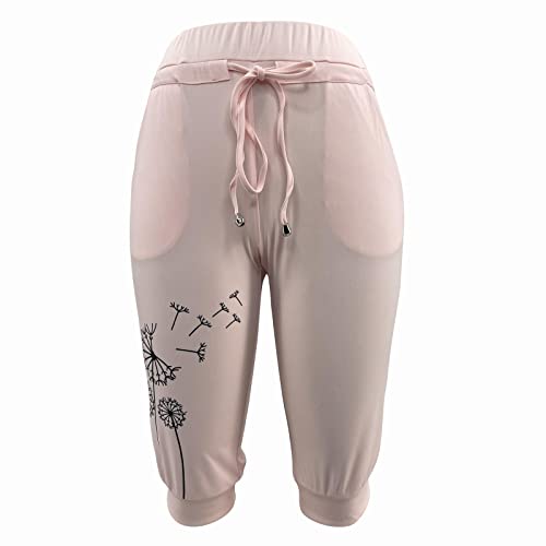 DABAOK - Pantalones de yoga para niñas, talla 40-42, cintura alta, corsario, pantalones de yoga transparentes para hombre, rosa, 3XL