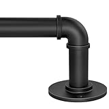 1 Inch Industrial Curtain Rods for Windows 66 to 120 Inches, Blackout Wrap Around Curtain Rod, for Indoor and Outdoor, Simple Design, 95 to 150 Inches, Black