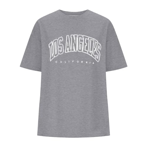 Camisetas femininas grandes com letras gráficas gradientes soltas casuais verão praia férias saindo