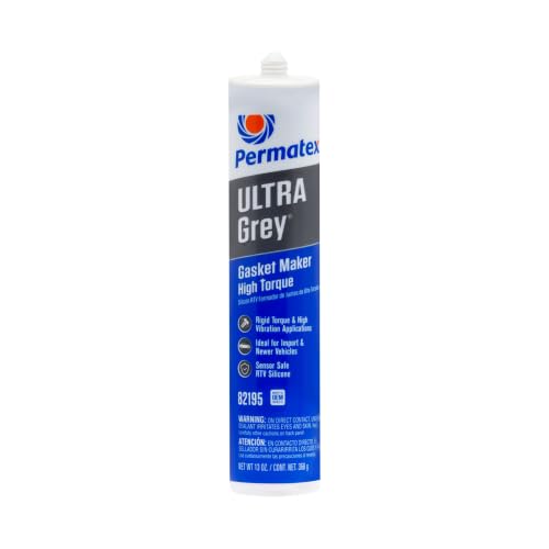 Permatex 82195 Ultra Grey Rigid High-Torque RTV Silicone Gasket Maker Sensor Safe and Non-Corrosive for High Torque and Vibration Resistant Applications 13 oz