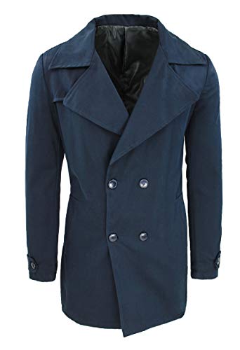 Trench bleu homme Evoga veste sartoriale ajustée pour silhouette Small