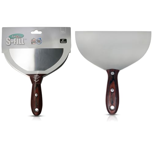 Axus Decor S-Fill (Grey Series) Stainless Steel Flexible Filling Knife, Filler Knife - Putty Knife for Professional & DIY Projects - Anti Rust Blade and Ergonomic Aleetwood Handle - 8 / 200mm