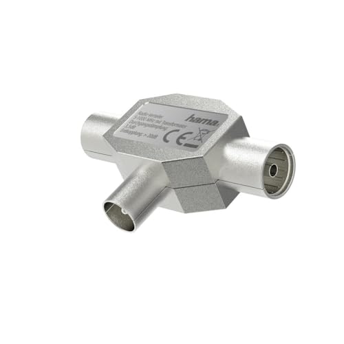 Hama Splitter per antenna a 2 prese per antenna (coassiale, splitter, splitter, alloggiamento matel, 1000 MHz) argento