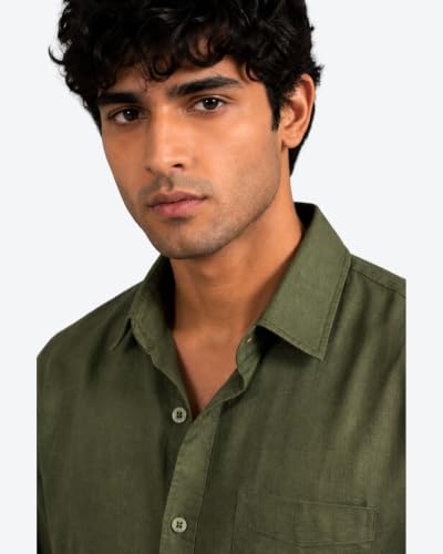 Image of Arvest Men's Solid Linen Casual Shirt | Regular Fit | Breathable | Full Sleeve