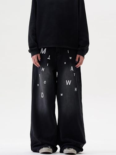 GUOYUXIAO Men's Jeans Wide-Leg Denim Pants Relaxed Straight-Leg Casual Trouser for Men3