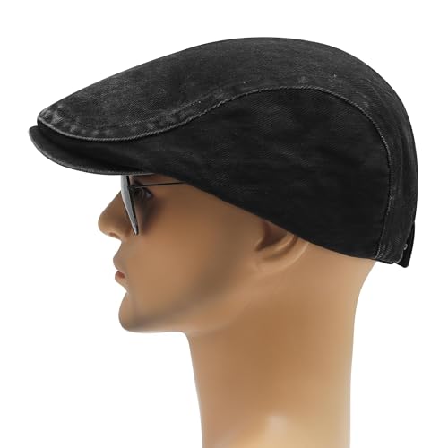 Image of ZLYC Men Cotton Flat Cap Summer Scally Ivy Gatsby Newsboy Beret Driver Cabbie Hunting Hat