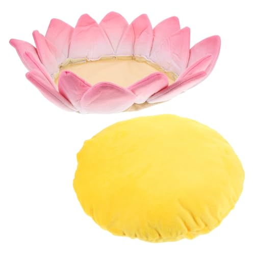 iplusmile 蓮の猫ソファベッド 豪華なペットスリーピングマット ペット用睡眠クッション 猫マットベッド 猫のベッド かわいい椅子パッド かわいい椅子のクッション ピンク ぬいぐるみ