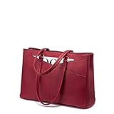 ノートパソコン用トートバッグ レディース 15.6インチ 防水 レザー コンピューター バッグ ビジネス オフィス ワークバッグ ブリーフケース, レッド, L