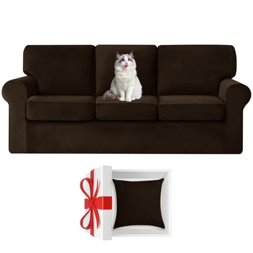 Housse canapé 3 places Ektorp extensible velours contre usure coussin