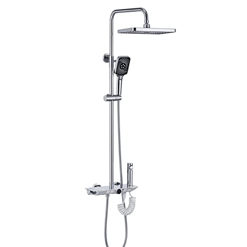 TYHAYJYK Juego de Grifo de Ducha termostático con Teclas de Piano, Sistema de Ducha de Pared con caño de bañera, Grifo de Ducha de bañera con Pantalla de Temperatura, Cabezal de Ducha de ll