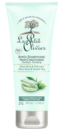 Le Petit Olivier Purifying Hair Conditioner - Aloe Vera And Green Tea - Soft And Fresh Scent - Detangles Hair, Purifies Shine - Suitable For Normal To Oily Hair - 6.76 oz