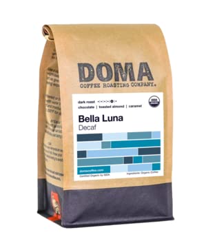 Doma Coffee Roasting Company "Bella Luna Organic Decaf" Dark Roasted Organic Whole Bean Coffee - 12 Ounce Bag