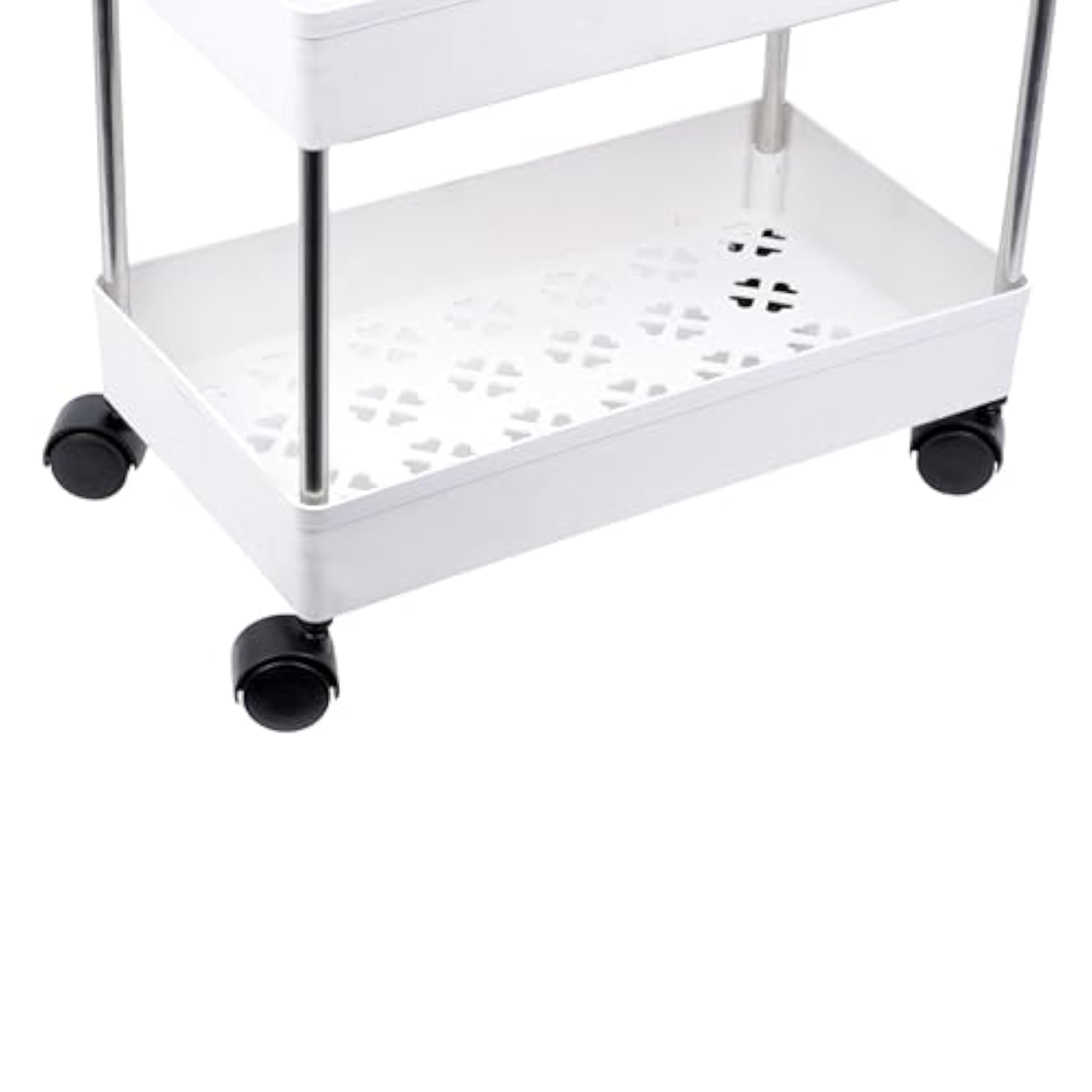 Plastic Kitchen Storage Trolley Rack with Wheels, 2 Tier