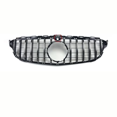 フロントグリル バンパーグリル チューニングアクセサリー Cクラス W205 14-18 C180 C200 C260 C250 C300 対応(14-18 GT Silver-Hole)