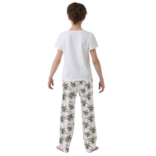 Aloha Tree Boys Long Pants Soft Trousers Elastic Waist Kids Lounge Bottoms with Pockets S-XL3