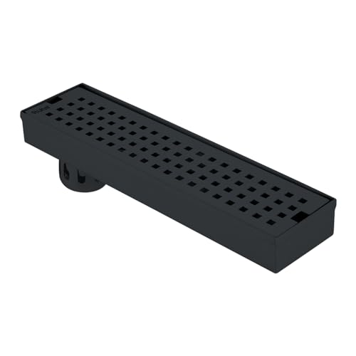 Image of Ruhe Palo 24 x 3 Inches Shower Drain Channel | 304 Stainless Steel Black PVD Coated Shower Water Drain Channel /Waste Water Floor Drain & Side Hole