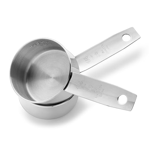 Juego de 2 vasos medidores de acero inoxidable 1/4 taza miniatura 1