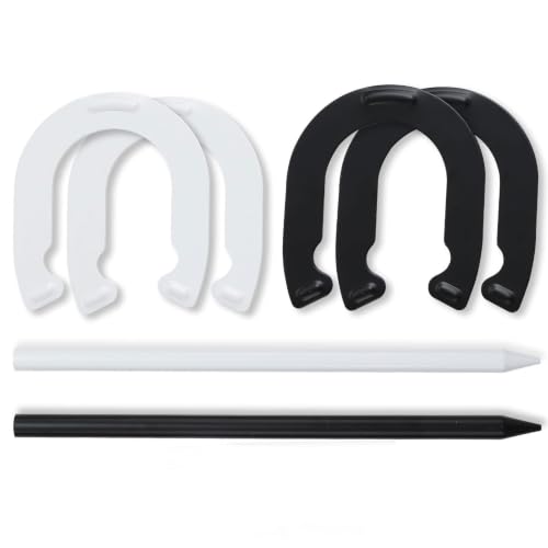 PoPoHoser Horseshoes Outside Game for Children Steel Horse Shoes Game Kit Outdoor Games for Kids Teens Family Portable for Backyard Yard Lawn Camping Beach Party