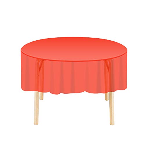 Etmury Plastic Tablecloth 6 Pack Disposable Round Table Covers 83 in. x 83 in. Indoor or Outdoor Parties Birthdays Weddings Christmas(Red) Etmury Plastic Tablecloth 6 Pack Disposable Round Table Covers 83 in. x 83 in. Indoor or Outdoor Parties Birthdays Weddings Christmas(Red)