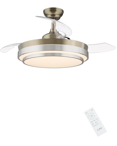 CJOY Ventilatore da Soffitto con Luce Pale Retrattili, 107cm Ventilatore da Soffitto con Telecomando...