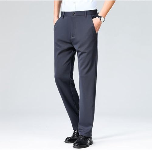Mens Dress Pants Regular Fit Business Casual Button Waist Suit Pants Stretchy Straight Fit Golf Pants with Pockets3