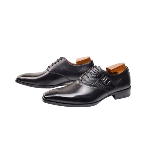 Carved Leather Shoes Men's Business Dress Breathable British-Style Leather Square Head Men's Shoes Men's Leather Shoes(Black,46)