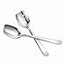 IMEEA 8 inch 18/8 Stainless Steel Slotted Spoon Tablespoon with Flat Edge, Set of 2
