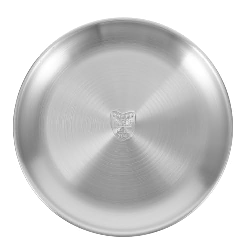 KICHOUSE 1 Pieza sartén para barbacoa de acero inoxidable apto para microondas plato de cocina irrompible bandeja círculo platos moldes para hornear plato redondo para hornear pizca Plata