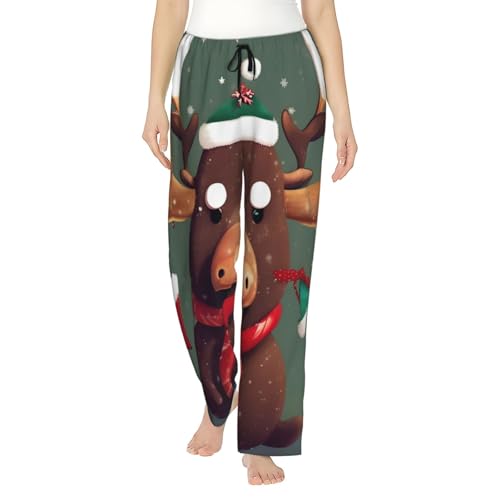 Pantalon de pyjama léger femme motif élan, le cadeau doux idéal à offrir