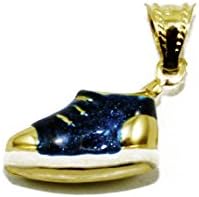 14k Yellow Gold Enamel Blue Sneaker Pendant/Charm (Pendant/Charm Only)