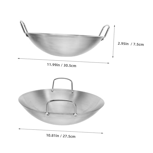 Wok de acero inoxidable con doble mango y gran capacidad miniatura 2