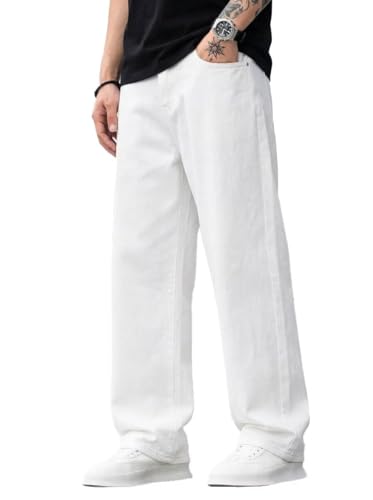 Image of ALLABREVE Men's Baggy Hip Hop Jeans Y2k Wide Leg Denim Pants Relaxed Fit Skater Trousers Streetwear