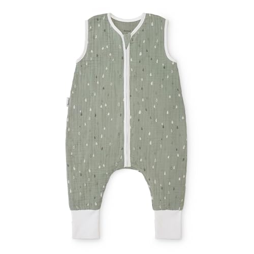 Ehrenkind Baby Sommerschlafsack mit Füßen Musselin 0.5 TOG | aus weicher OEKO-TEX zertifizierter Bio-Baumwolle | Sommer Baby Schlafsack 0.5 TOG Gr. 80 Farbe Jade Tropfen