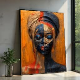 Tableau africain femme toile XINBAO grand format ethnique 70x100 cm
