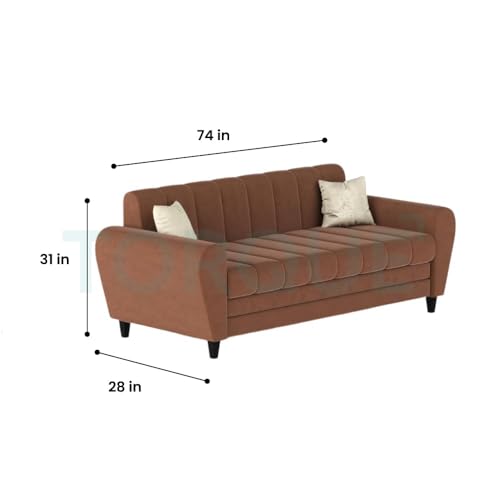 Image of Torque - Bali Premium Fabric 3+2 Seater Sofa Set for Living Room (Brown) | Comfortable 5 Seater Sofa with 2 Cushions for Bedroom Hall Festival Gift | 1 Year Warranty