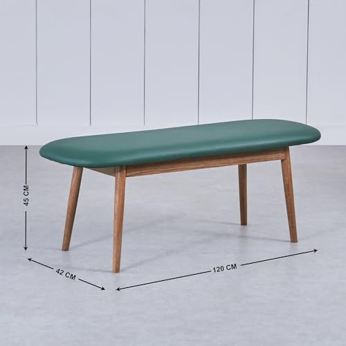 Image of Home Centre Fern Living Quartz Top 6-Seater Dining Set with Chairs and Bench - Green