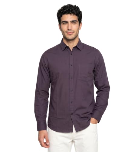 Image of Amazon Brand - INKAST Men Solid Cotton Shirt | Casual Wear | Basic Essential Plain Everyday & Office Wear | Full Sleeve | Regular Fit