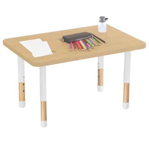 Image of 24 inch x 36 inch Rectangle Kids Classroom Table with Adjustable Chunky Wood Legs