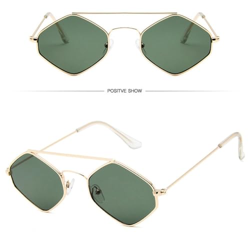 Polygonal Ocean Sunglasses for Women with Retro Metal Frame and Double Beam Design Fluorescent solid color candy2