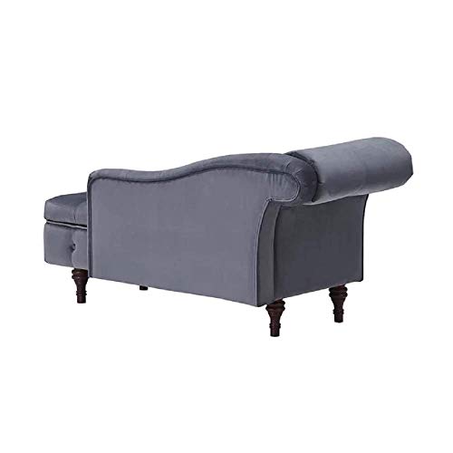 Image of Velvet Chaise Lounge Box Storage for Bedroom, Livingroom (Grey)