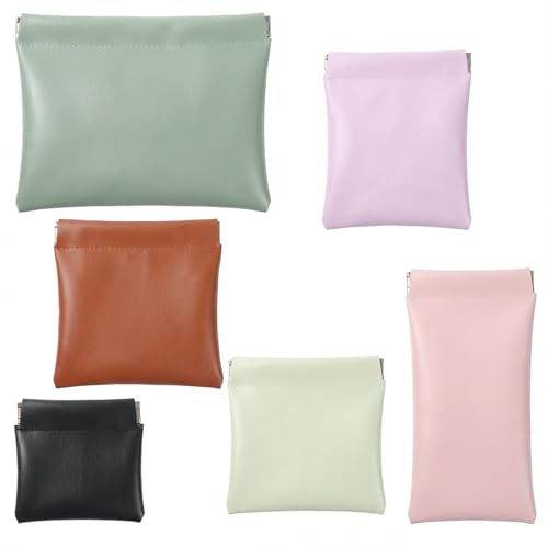 6Pcs Small Cosmetic Bag for Purse, Portable No Zipper Self-Closing
