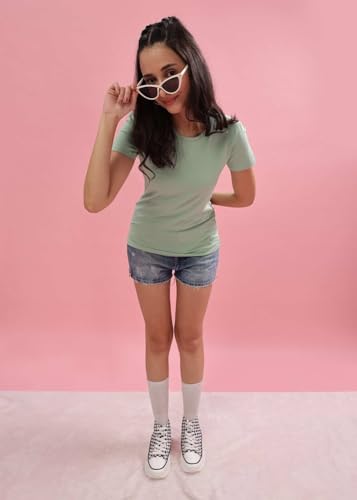 Image of Dollar Women's Solid Stretchable Cotton Round Neck Tshirt